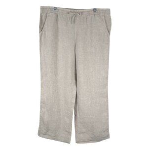 L.L.Bean Premium Linen Breezy Pull On Pants Womens Size 18 Oatmeal NWT PT-2655‎